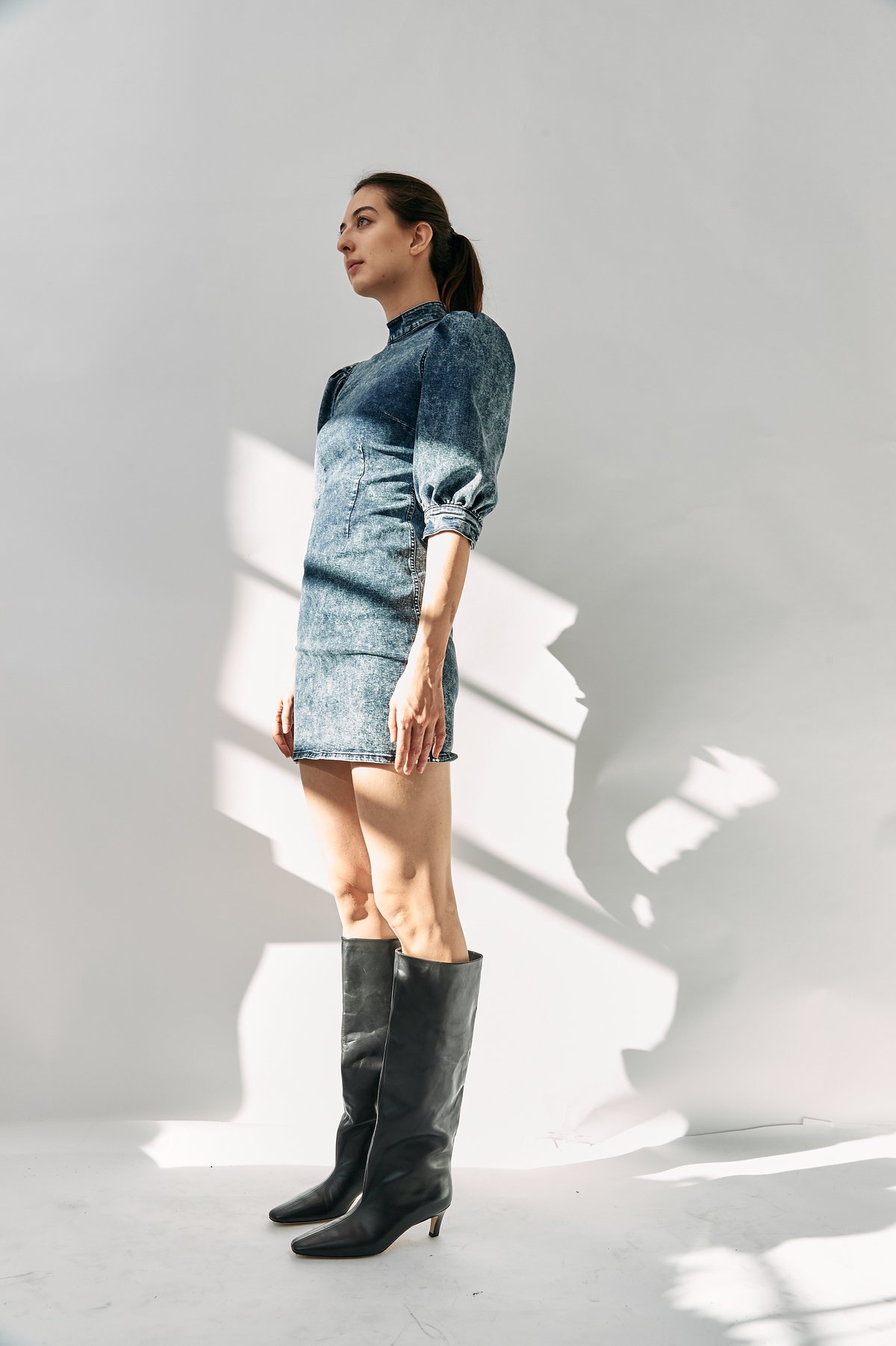white christmas dresses Ganni Tapestry Denim Mini Dress | Blue/Floral | Size 38