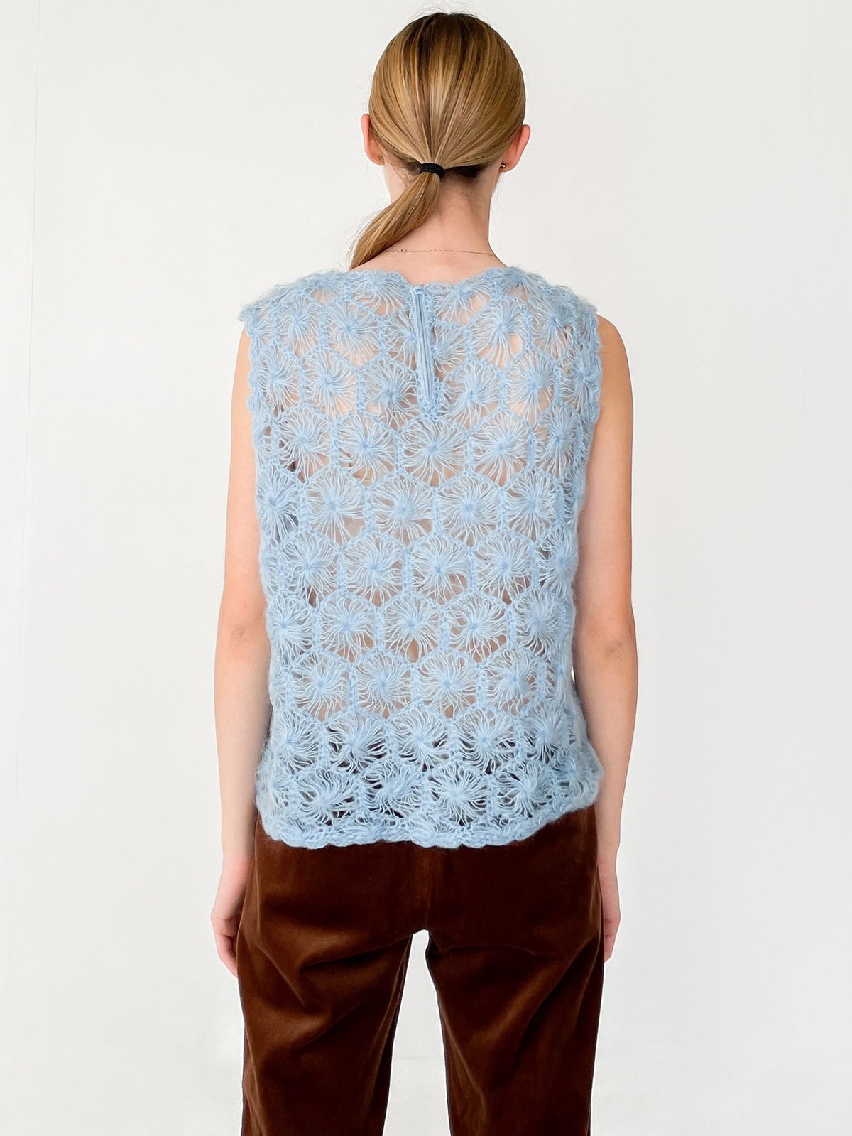Vintage Mohair Crochet Sleeveless Top - Sky | Garmentory