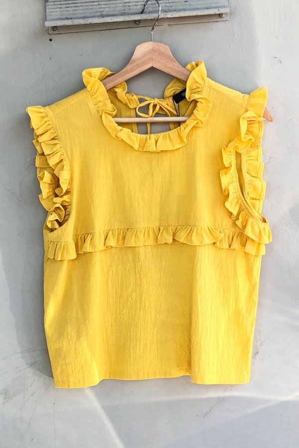 Toit Volant Ruffle Tank Top Yellow Garmentory
