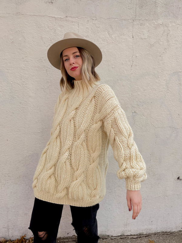 Mirstores Hand Knit Sweater - Ivory | Garmentory