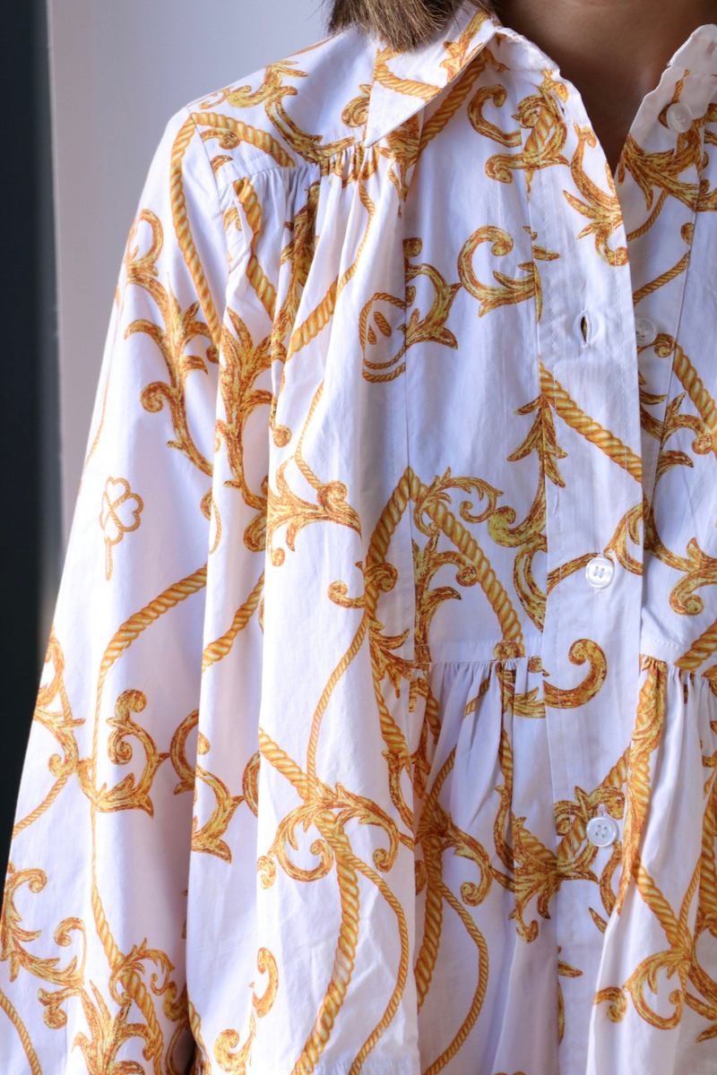 Ganni Wide Mini Shirt Dress - Egret | Garmentory