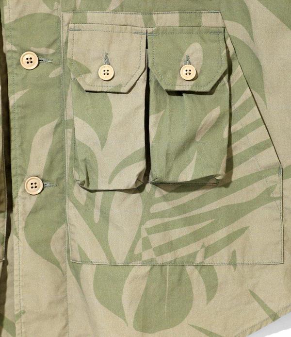Engineered Garments Explorer Shirt Jacket - Khaki Olive Leaf Print