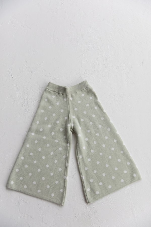 Kids Raised By Water Knit Polka Dot Pants - Mint