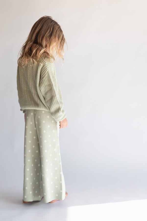 Kids Raised By Water Knit Polka Dot Pants - Mint