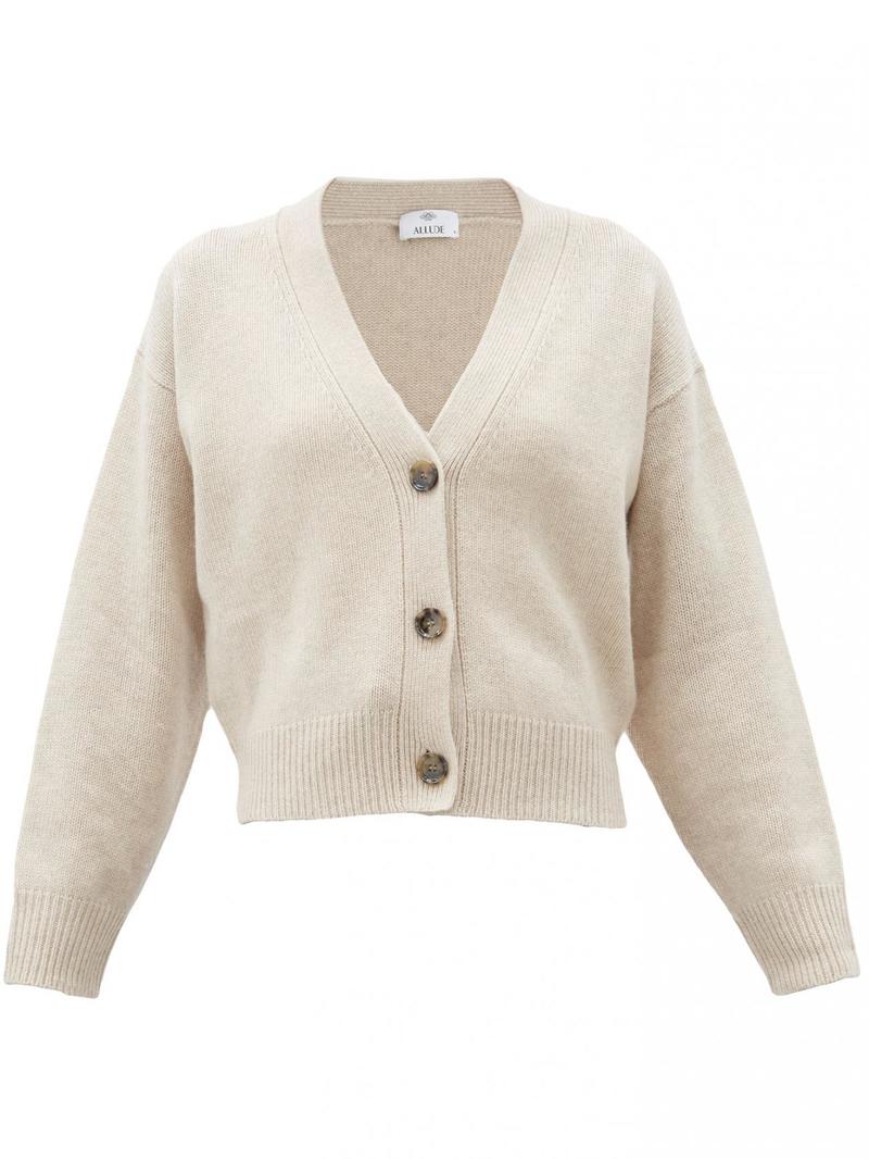 Allude Cashmere Cardigan Oat Garmentory