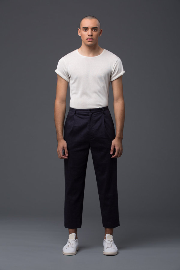 DEVEAUX - Single Pleat Pant - Navy DEVEAUX - Single Pleat Pant - Navy