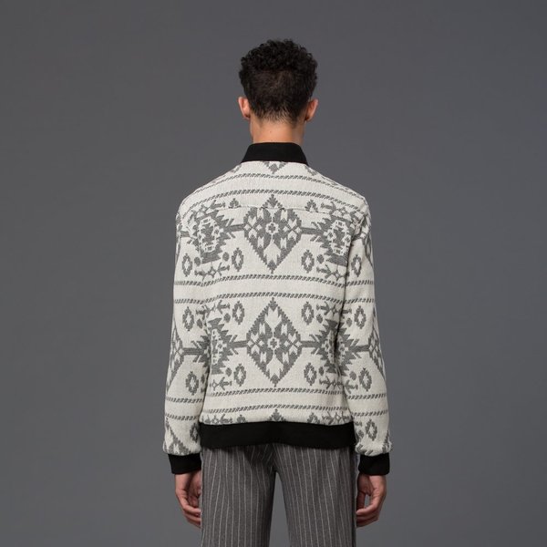 KRAMMER & STOUDT - Dean Knit Bomber - Cream and Black Jacquard KRAMMER & STOUDT - Dean Knit Bomber - Cream and Black Jacquard