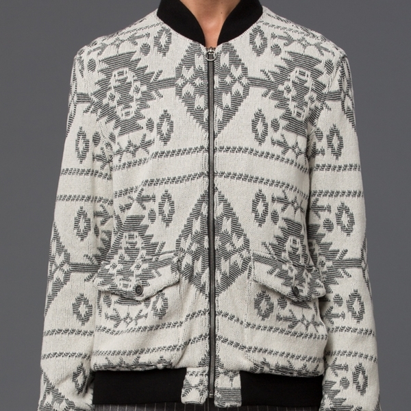 KRAMMER & STOUDT - Dean Knit Bomber - Cream and Black Jacquard KRAMMER & STOUDT - Dean Knit Bomber - Cream and Black Jacquard