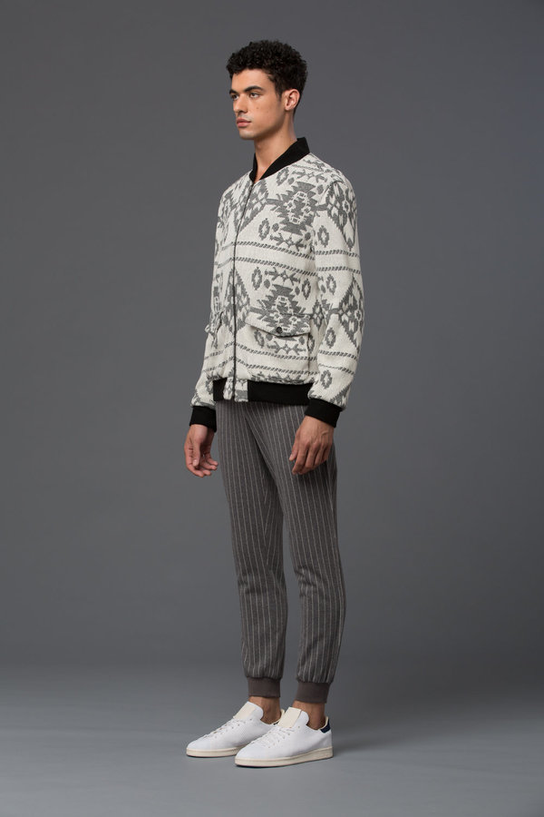 KRAMMER & STOUDT - Dean Knit Bomber - Cream and Black Jacquard KRAMMER & STOUDT - Dean Knit Bomber - Cream and Black Jacquard