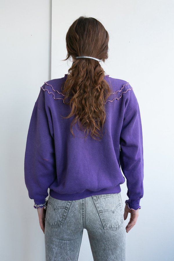 Vintage Lettuce Trimmed Sweatshirt - Mauve