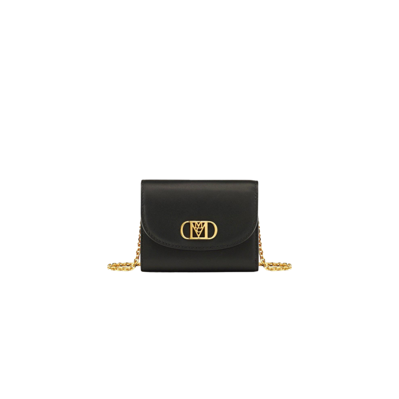 MCM Mode Mena Trifold Nappa Leather Chain Wallet Black Garmentory