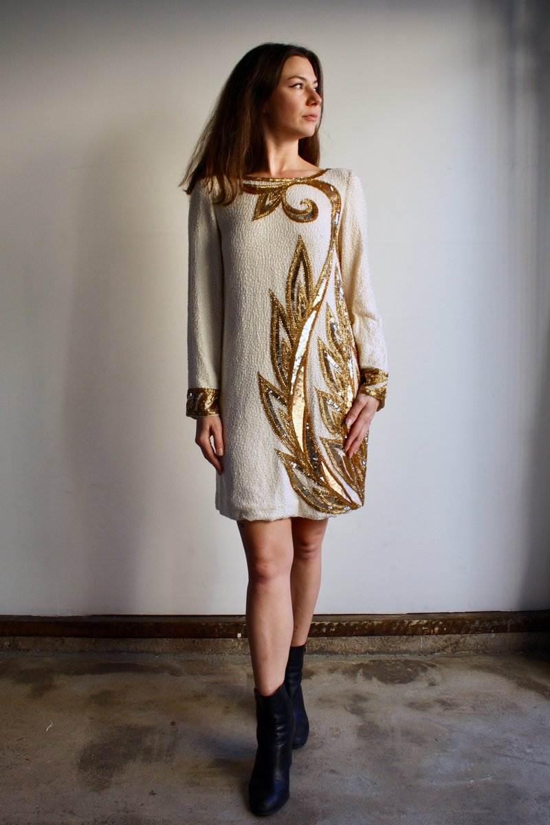 Vintage Bob Mackie Golden Beaded Dress | Garmentory
