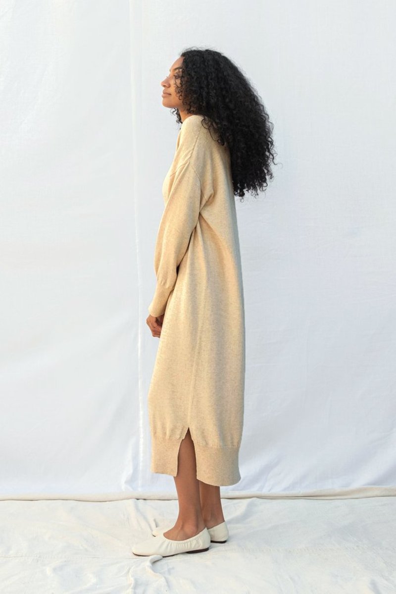 Micaela Greg Wide V Dress - Melange Cream
