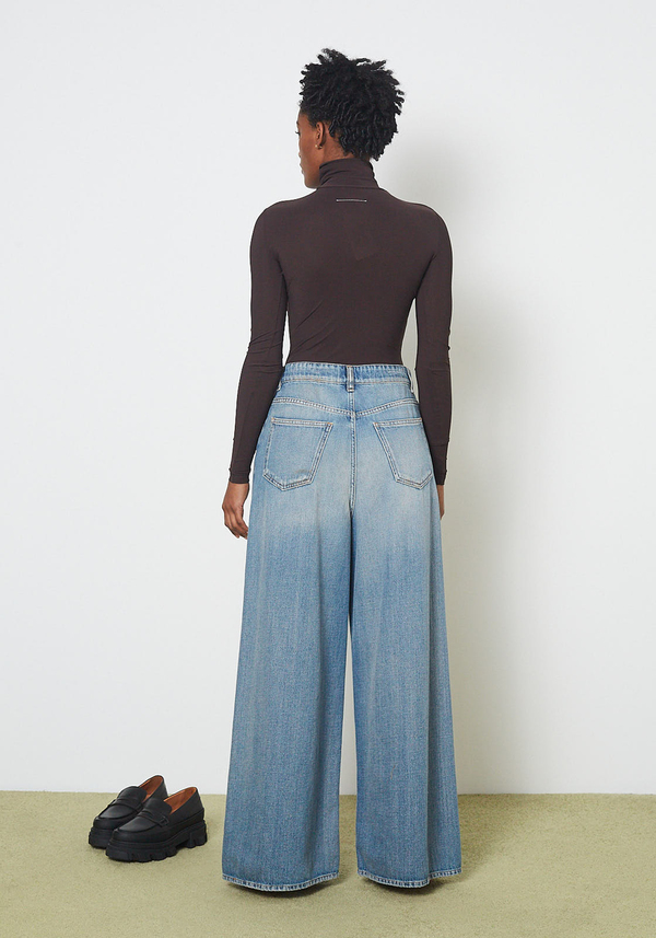 MM6 Maison Margiela Wide Leg Denim Trouser - Dirty Wash Denim