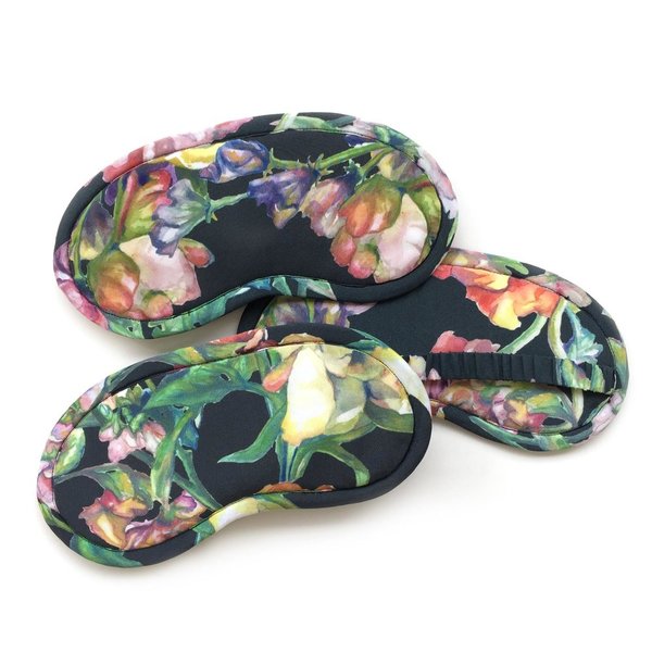 Strathcona Silk Eye Mask - Black Watercolor Bouquet Strathcona Silk Eye Mask - Black Watercolor Bouquet
