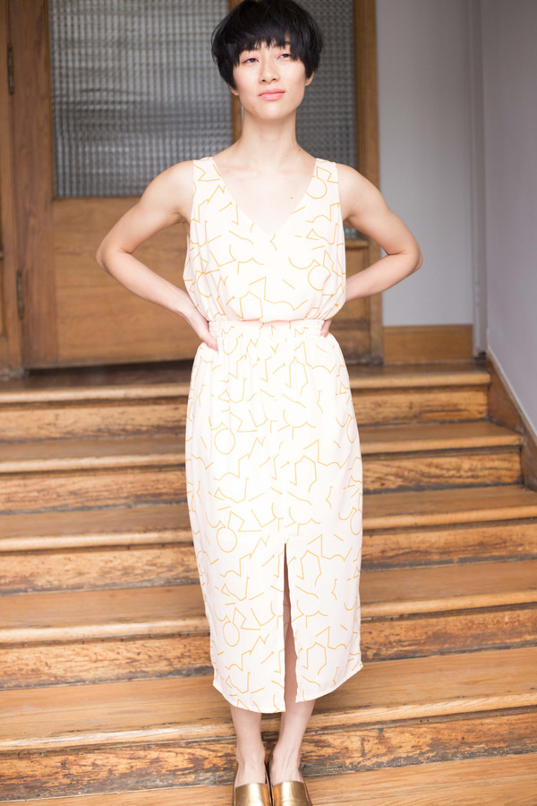 cos cream dress Vintage Cream Short Sleeve Cos MIDI Shift Dress W/ Side Pockets C2000's Sz  10