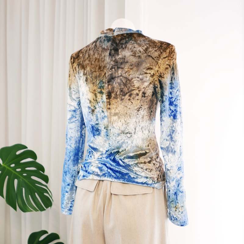 Collina Strada Cardio Mock Neck Top - Tie Dye Velvet