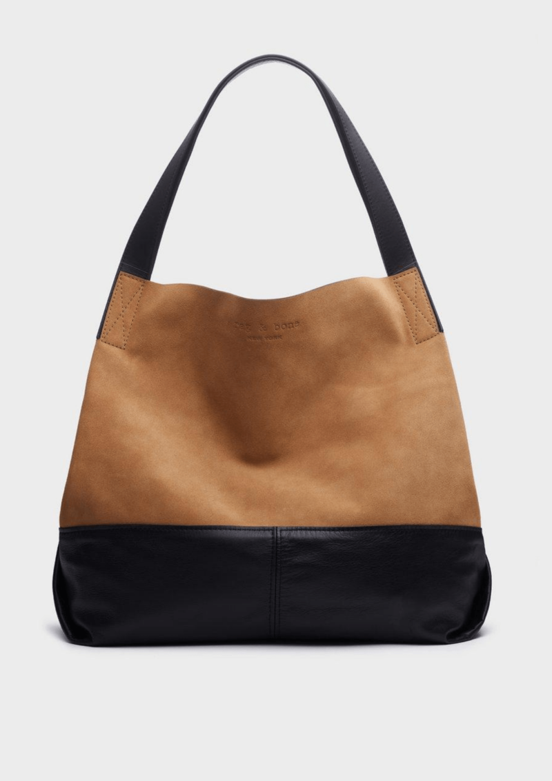 Rag Bone Passenger Oversize Suede Leather Tote Camel