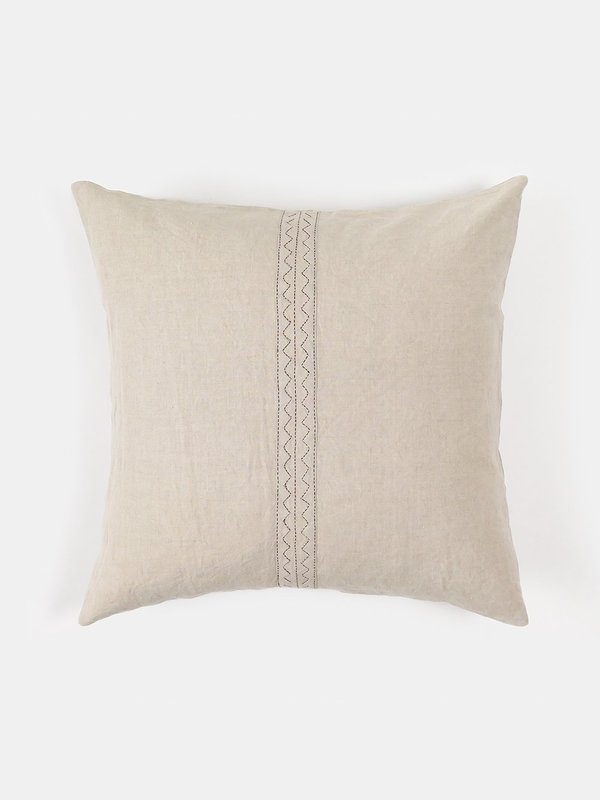 Erica Tanov Mountain Washed Linen Euro Sham - Hand-embroidered Natural Erica Tanov Mountain Washed Linen Euro Sham - Hand-embroidered Natural