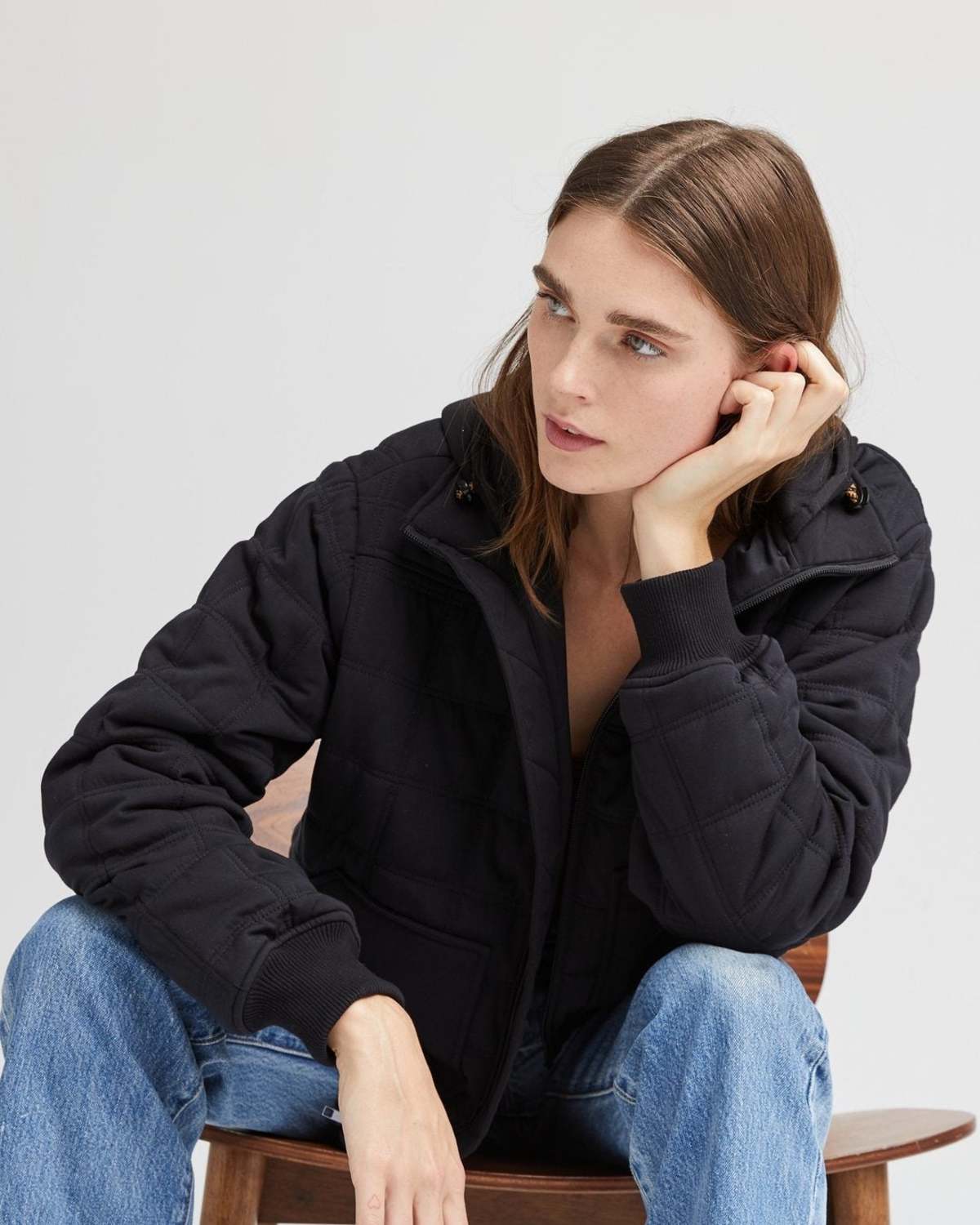 Richer Poorer Quilted Modal Bomber Jacket - Black - Image 3 of 6