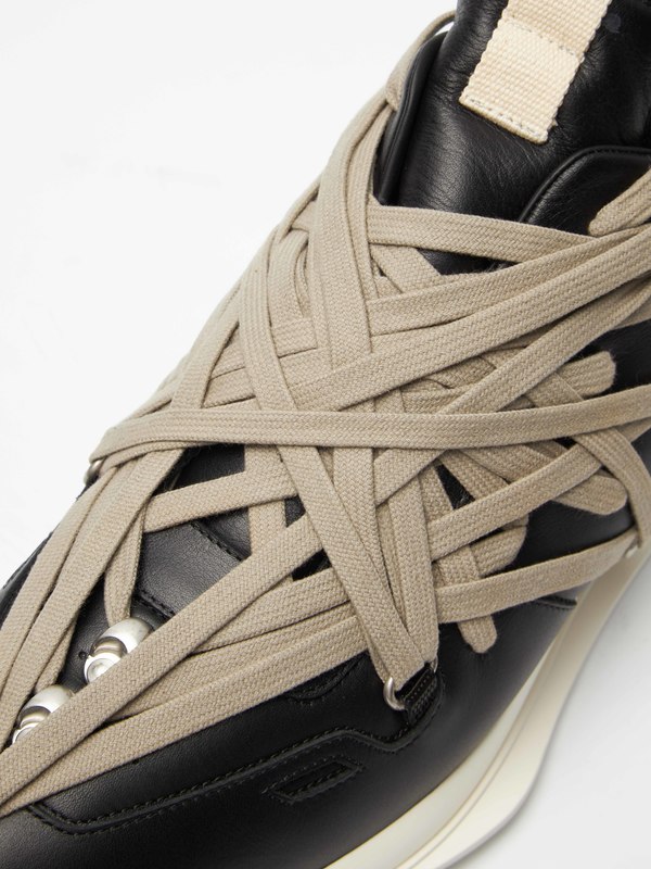 靴 Rick owens megalaced runner Rick Owens Megalaced Runner Sneaker in Black, Pearl, & Milk