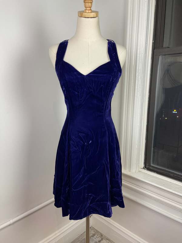 Vintage Velvet Skater Dress - Purple | Garmentory