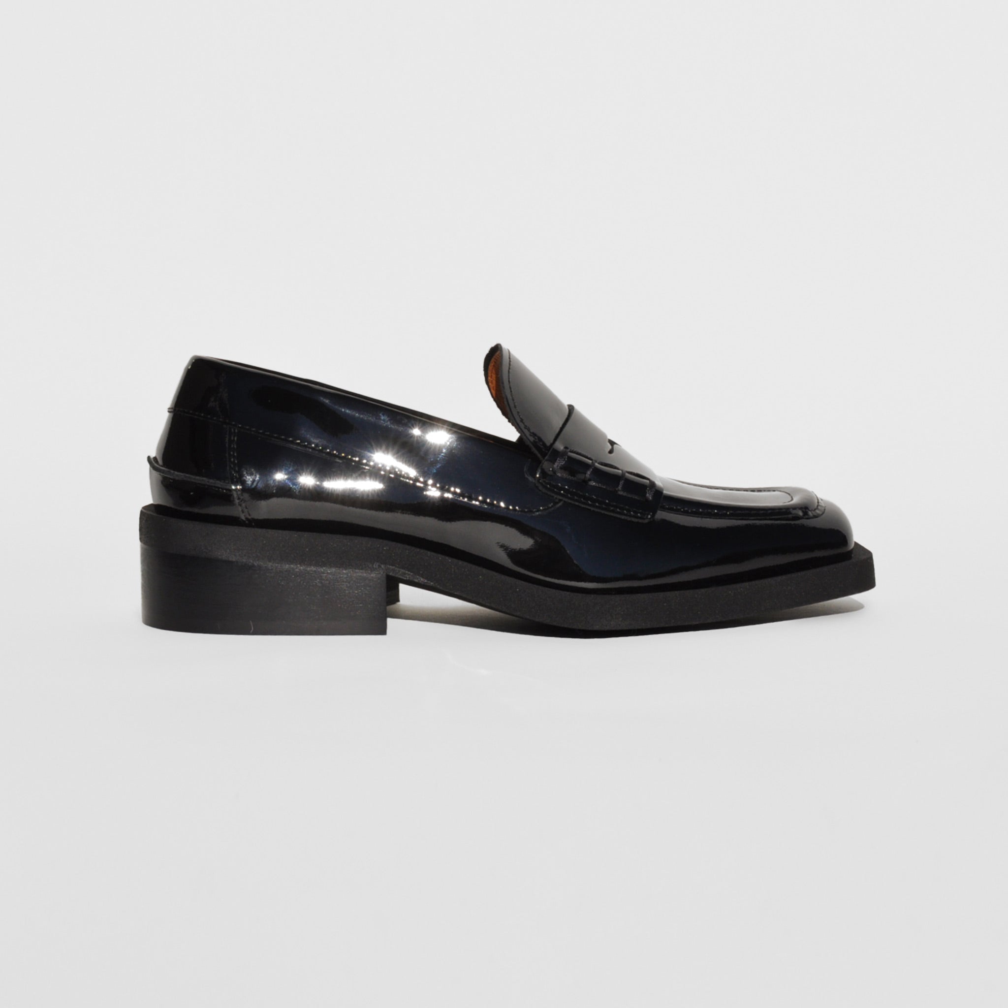 Ganni Square Toe Naplack Loafer - Black | Garmentory