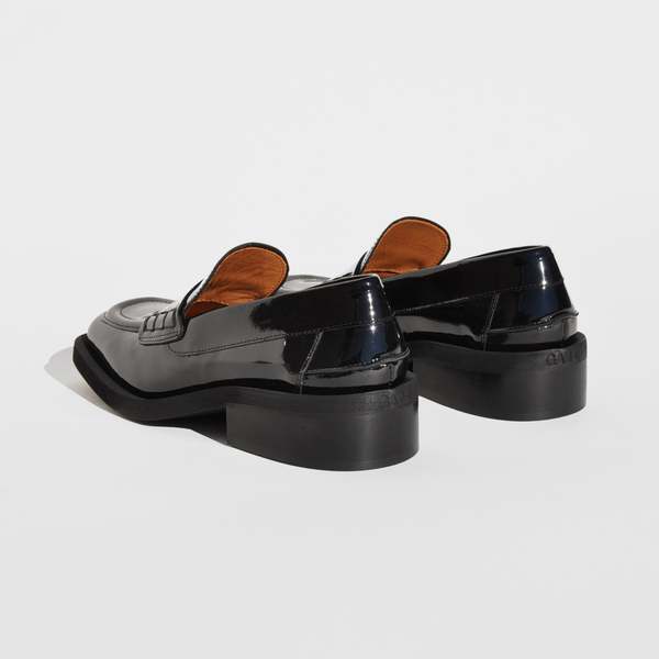 Ganni■ Everyday Loafer Naplack - Black 【 残りわずか】 Black Black Cleated Naplack Loafers | GANNI US