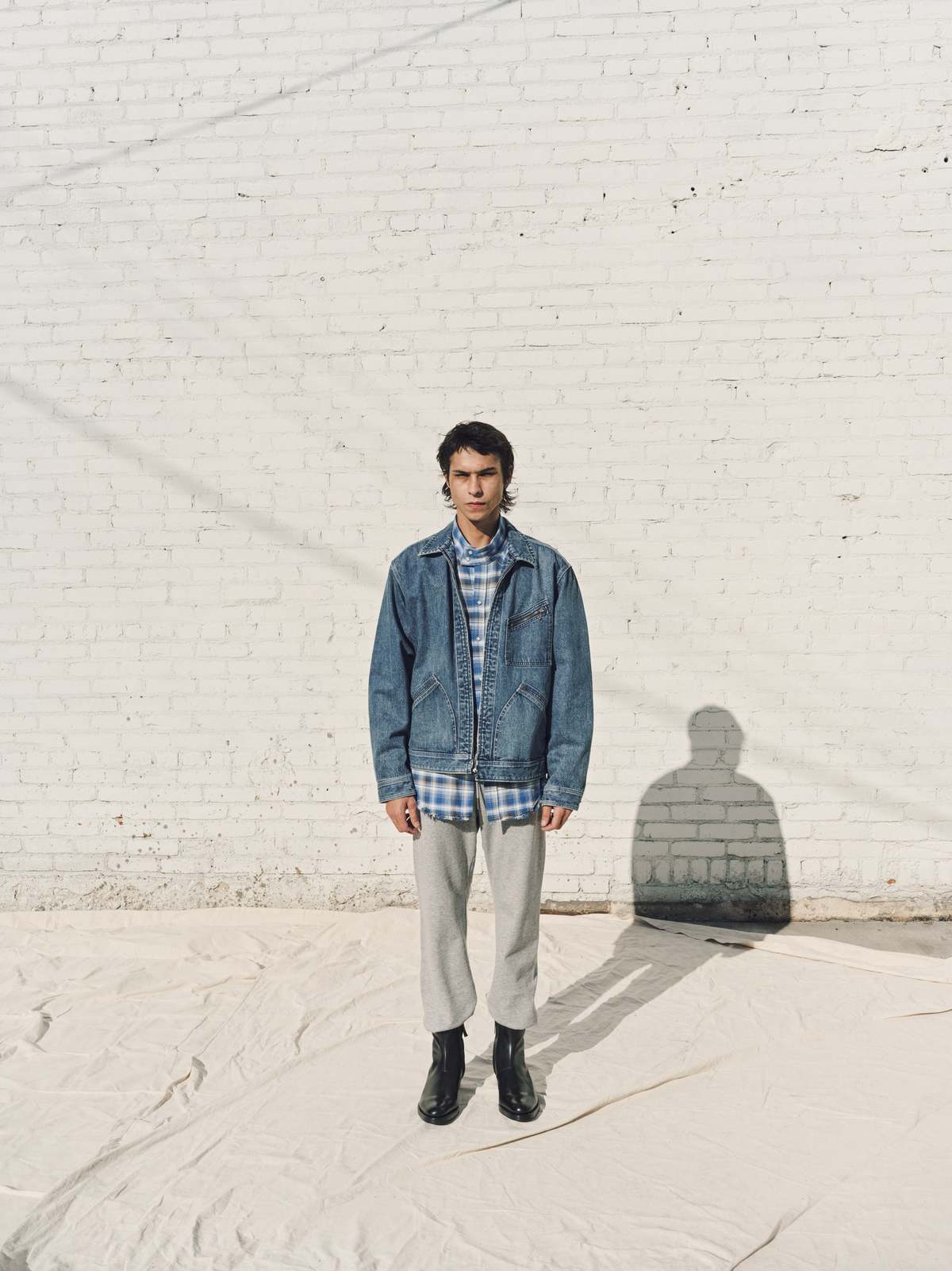 The Letters Work Zip Jacket - Indigo Used Washed Denim - Image 2 of 8