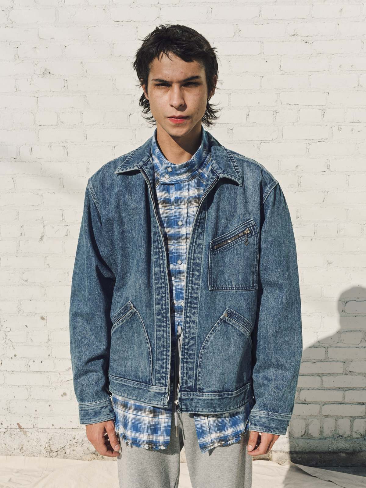 The Letters Work Zip Jacket - Indigo Used Washed Denim - Image 5 of 8