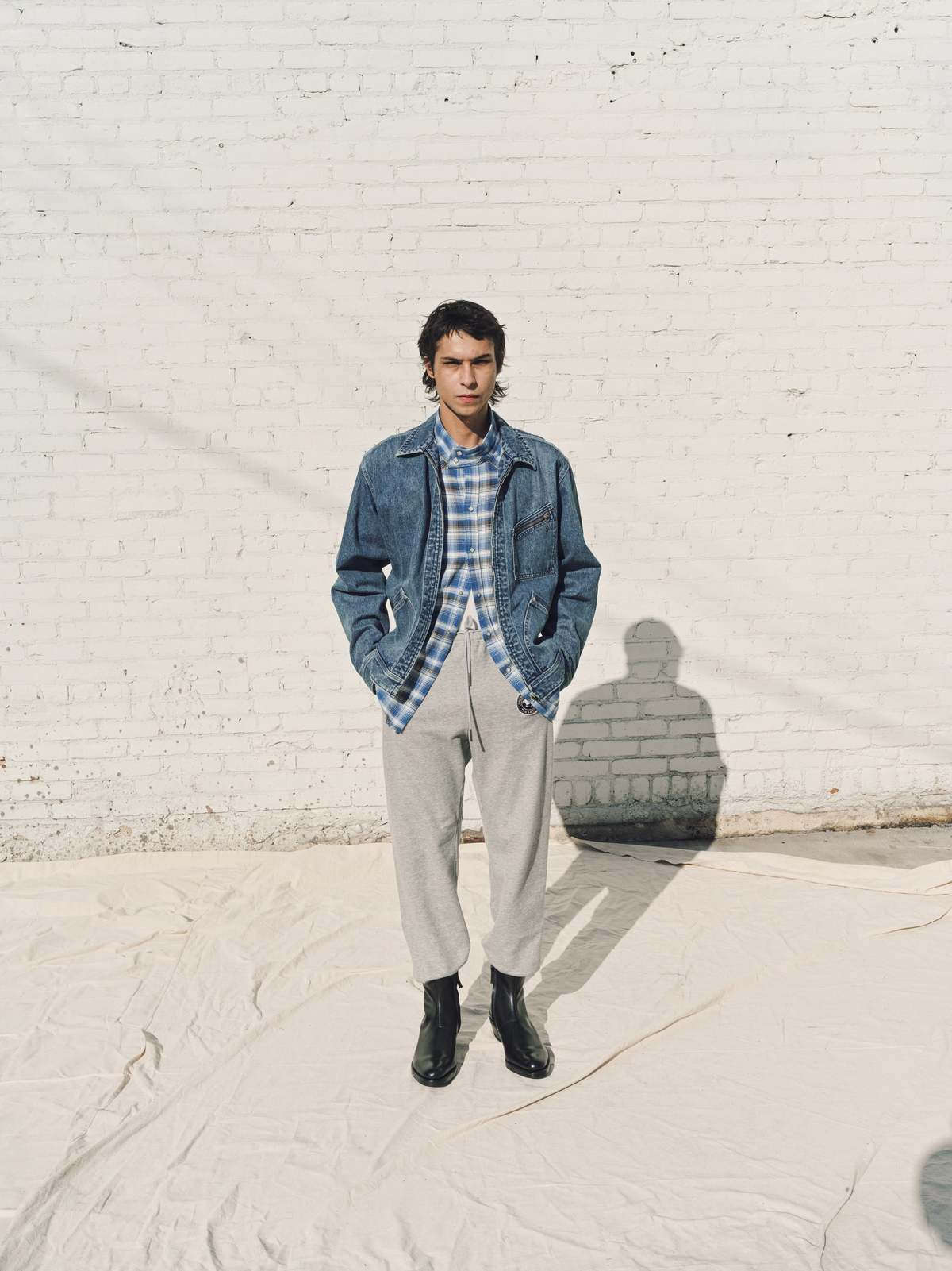 The Letters Work Zip Jacket - Indigo Used Washed Denim - Image 6 of 8