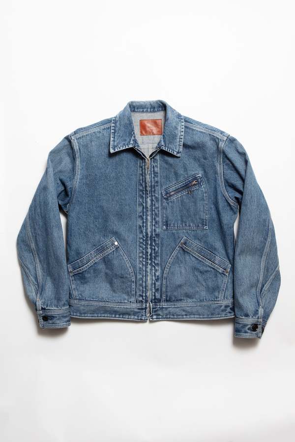 The Letters Work Zip Jacket - Indigo Used Washed Denim