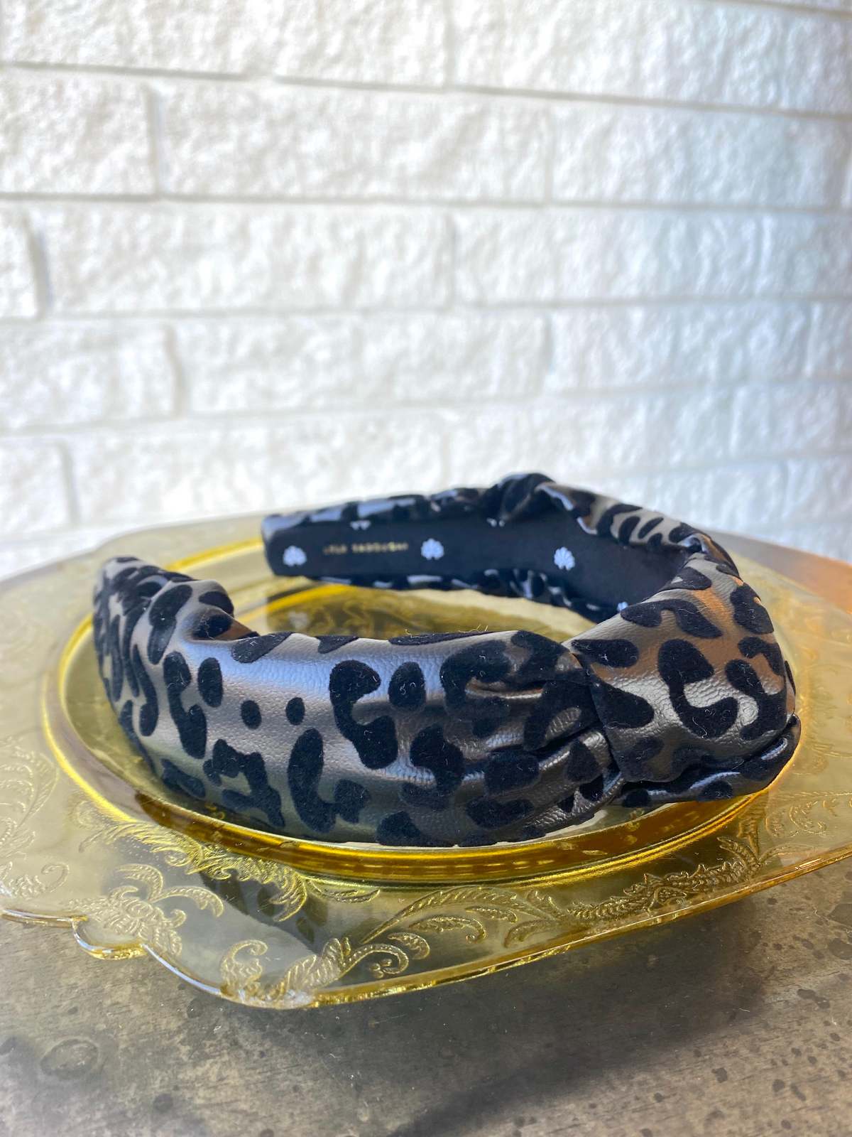 LeLe Sadoughi FAUX LEATHER LEOPARD KNOTTED HEADBAND | Garmentory