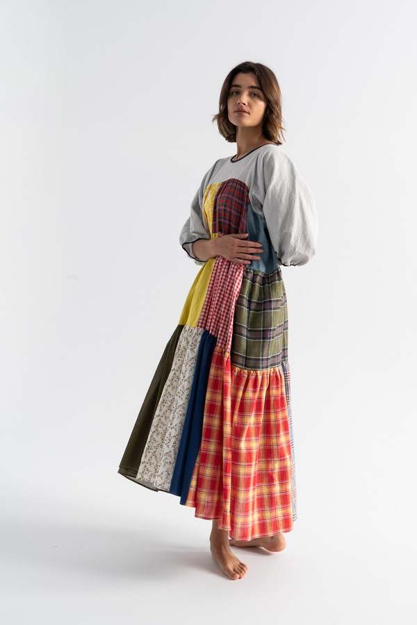 La Reunion Studio Sleeved Patchwork Dress - Multi