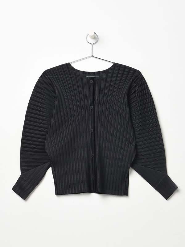 Pleats Please by Issey Miyake RIB PLEATS CARDIGAN - BLACK | Garmentory