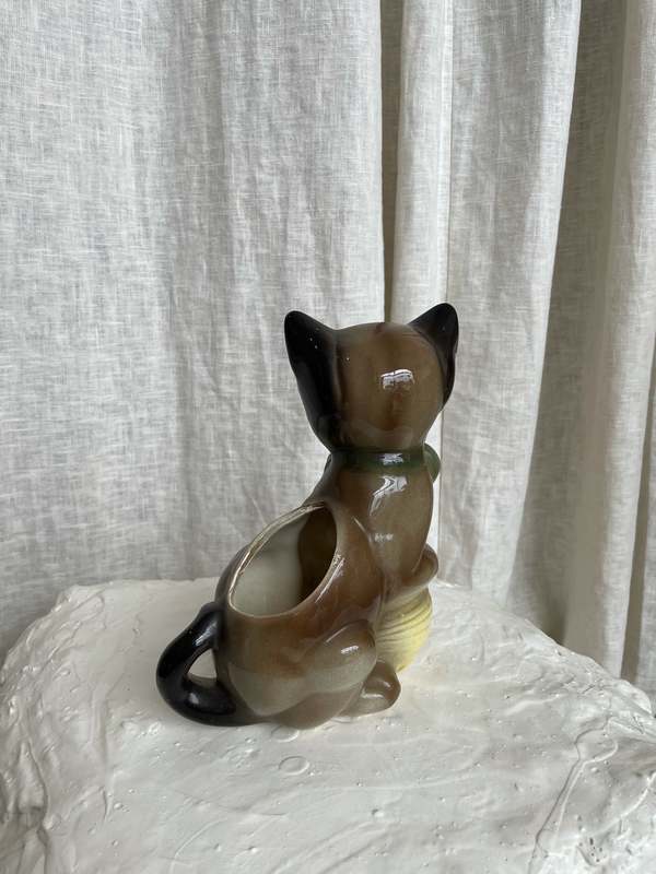 Vintage Kitty Planter - Brown