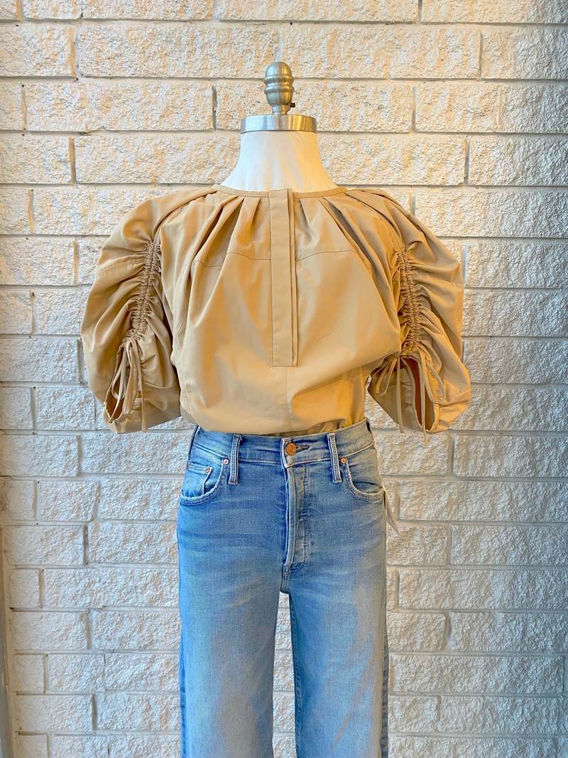 トップス TODAYFULPiping Shirring Blouse ZILIN Orange Top Puff Long Sleeve Blouse for Women Classic