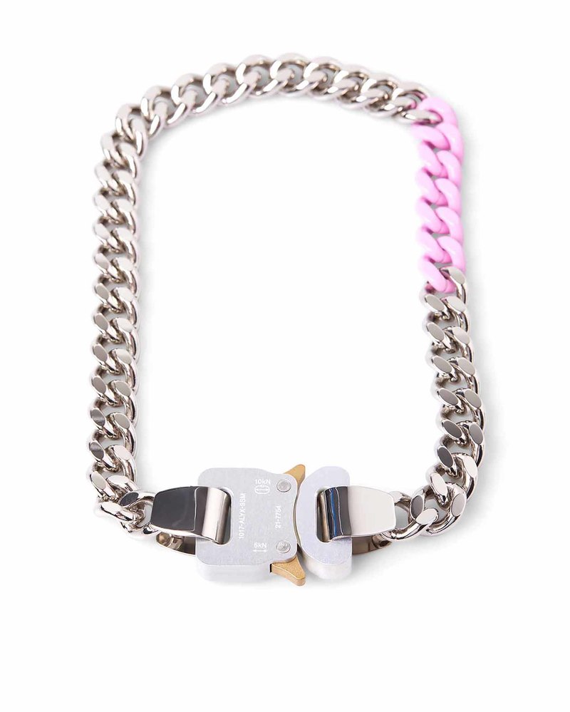 1017 ALYX 9SM Two Tone Signature Buckle Necklace - Silver