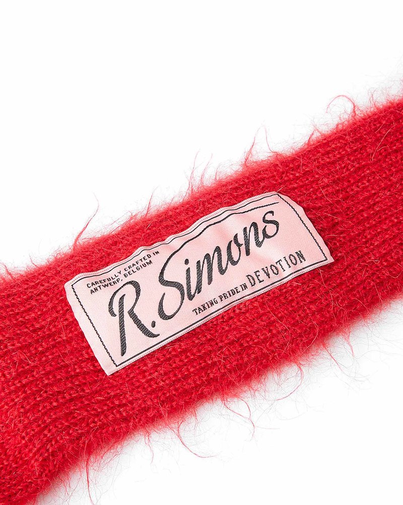 小物 raf simons Mohair Long Grove Raf Simons Mohair Logo Long Gloves - Red | Garmentory