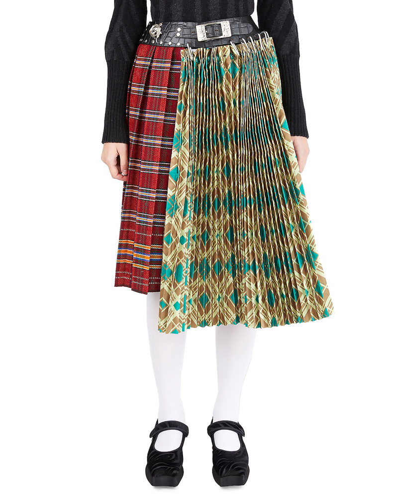 Chopova Lowena Pleated Checked Skirt - Multicolor | Garmentory