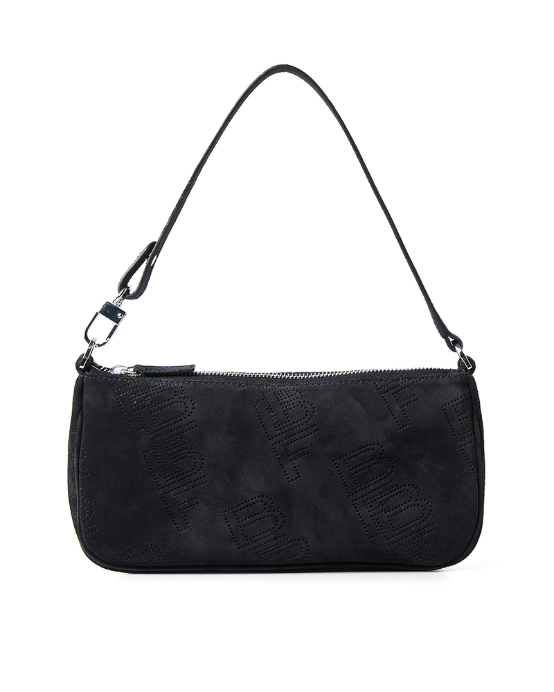 BY FAR Rachel Shoulder Bag - Black Suede | Garmentory