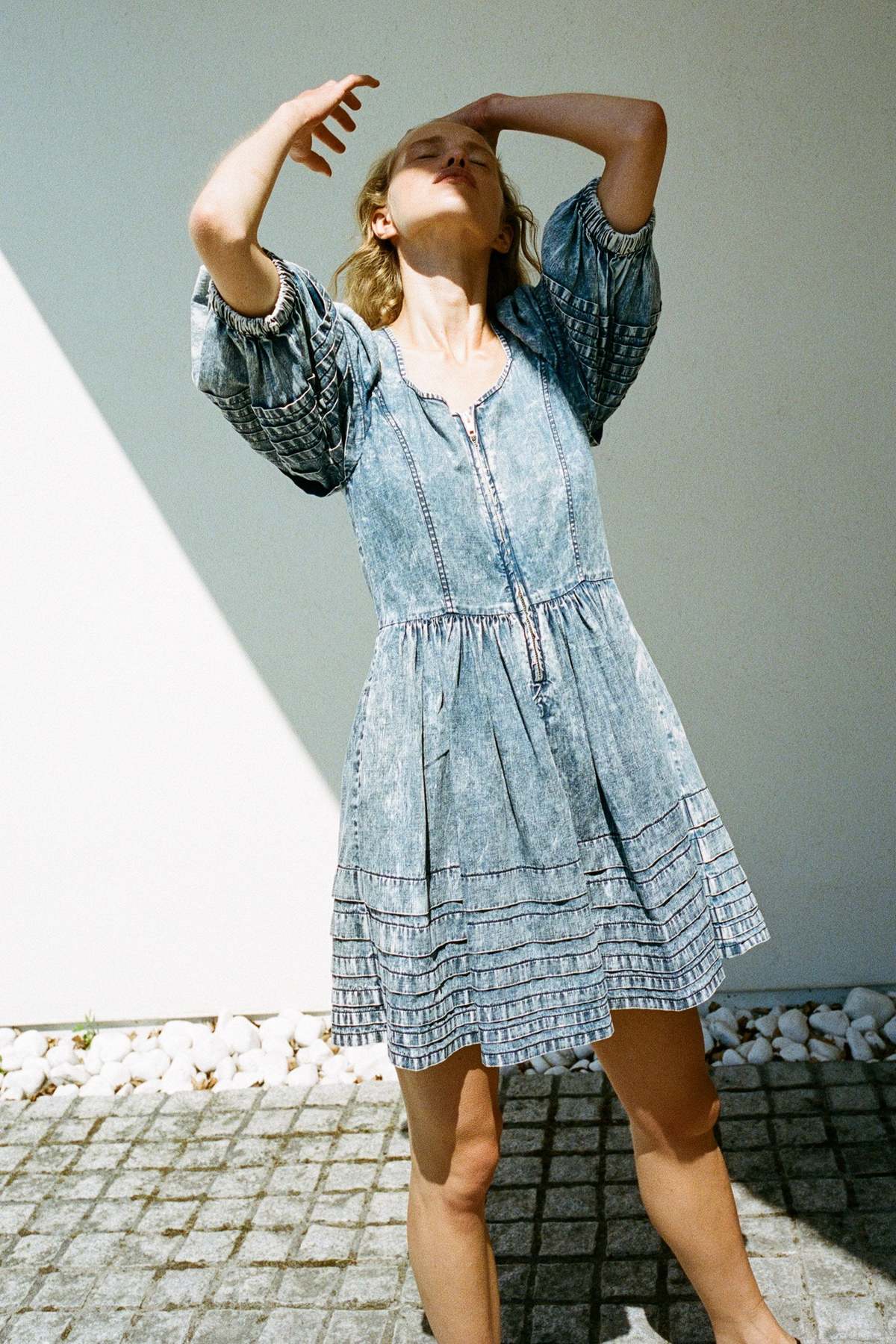 Sea NY Dylan Chambray Zip Front Mini Dress - Blue | Garmentory