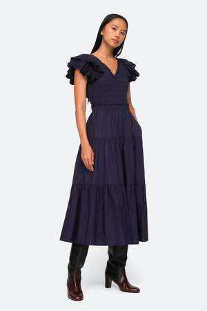 Sea NY Heidi Heart Quilt Smocked Dress - Navy | Garmentory