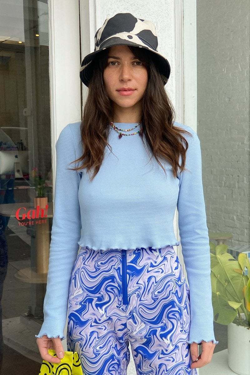 LISA SAYS GAH Britt Bucket Hat in Black/Ivory Cow Print  display picture 1