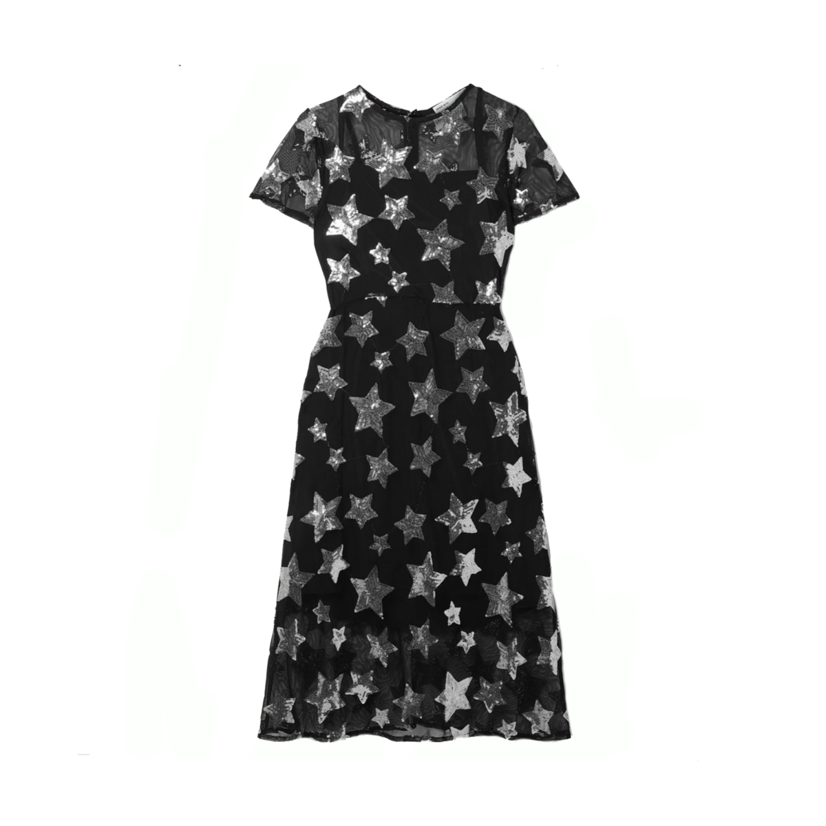 HVN Metallic Star Lindy Chiffon Dress - Black | Garmentory