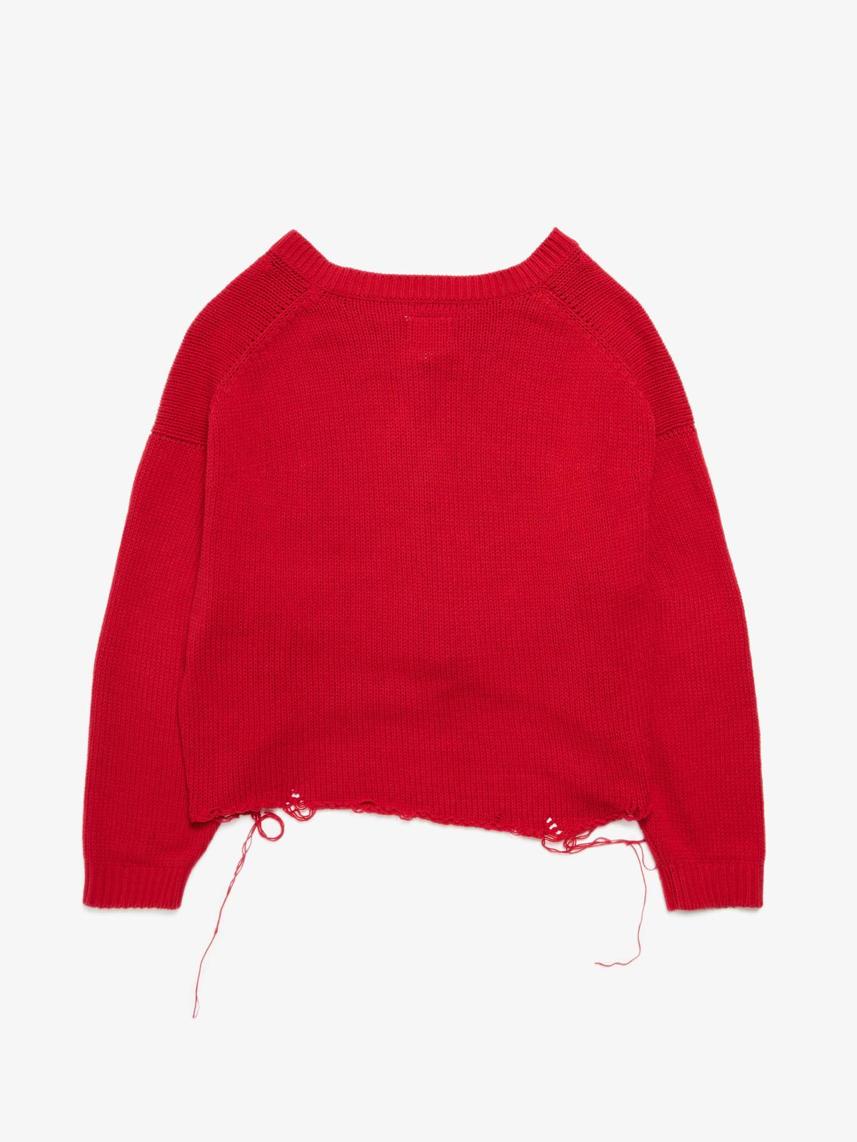 Pre-Loved] Doublet M Penguin Patched Cut Off Sweater - Red 