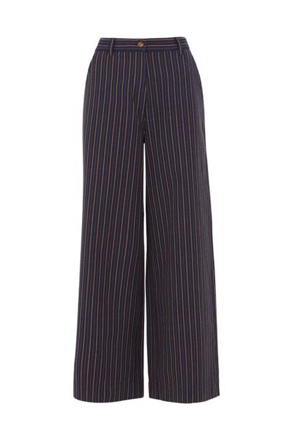 People Tree Mila Striped Trousers - navy/mustard