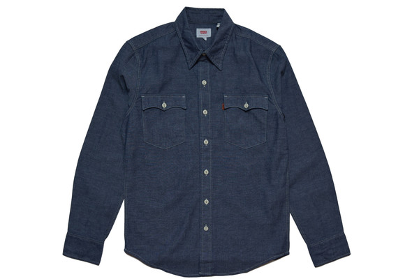 Levis Red Tab LEVIS RECYCLED CHAMBRAY RINSE ORANGE TAB SHIRT Levis Red Tab LEVIS RECYCLED CHAMBRAY RINSE ORANGE TAB SHIRT