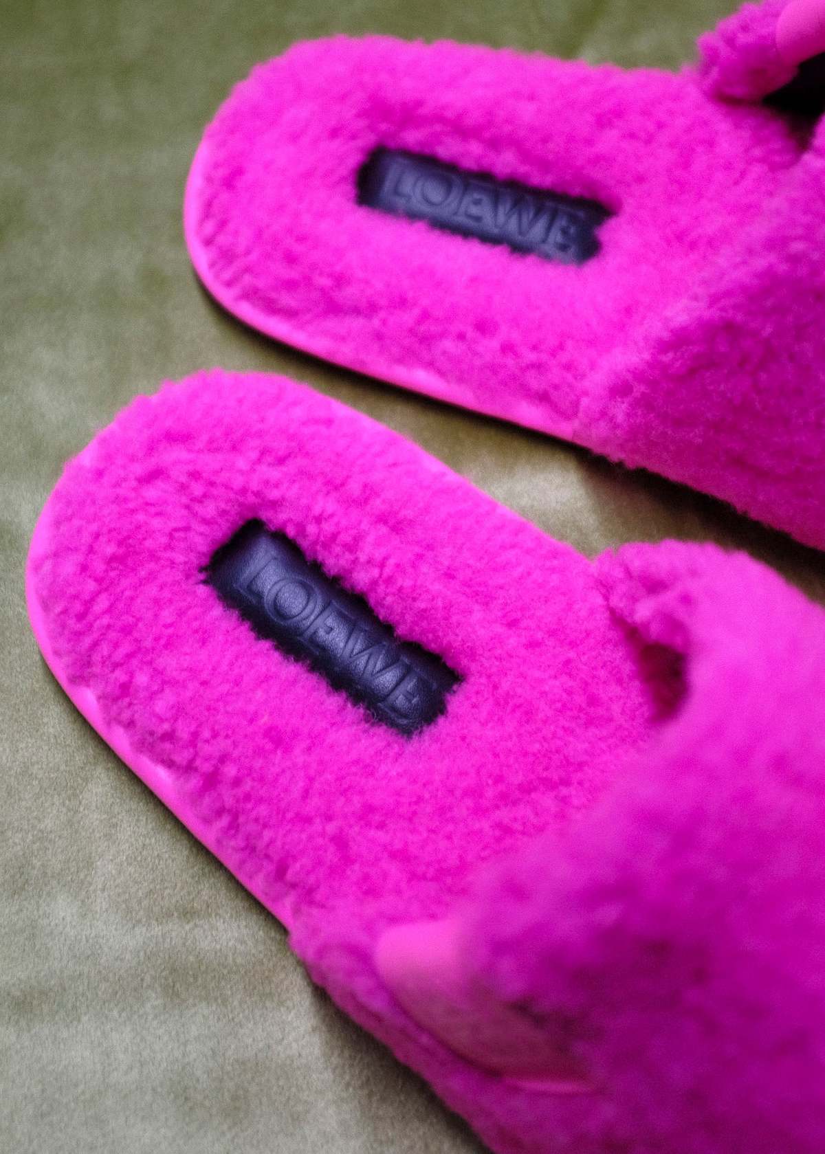 LOEWE Fleece Slipper - Neon Pink | Garmentory display picture 3