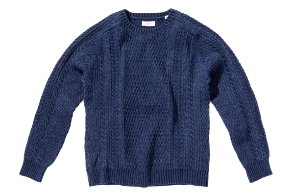 Saturdays NYC Miguel Cable Knit Sweater Indigo Saturdays NYC Miguel Cable Knit Sweater Indigo